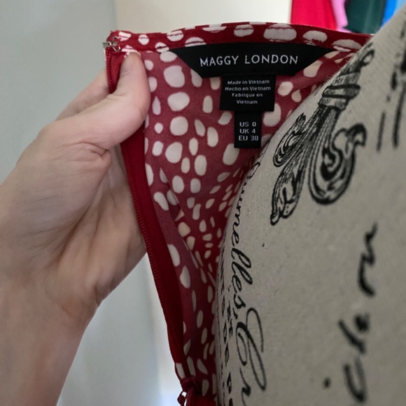 NWT Maggy London Twist Waist Midi Dress - Red and White Sz 0 - Picture 5 of 5